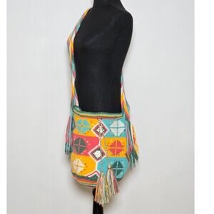 Handwoven mochila bag Wayuu-Style Shoulder boho hipie chic handmade tribal